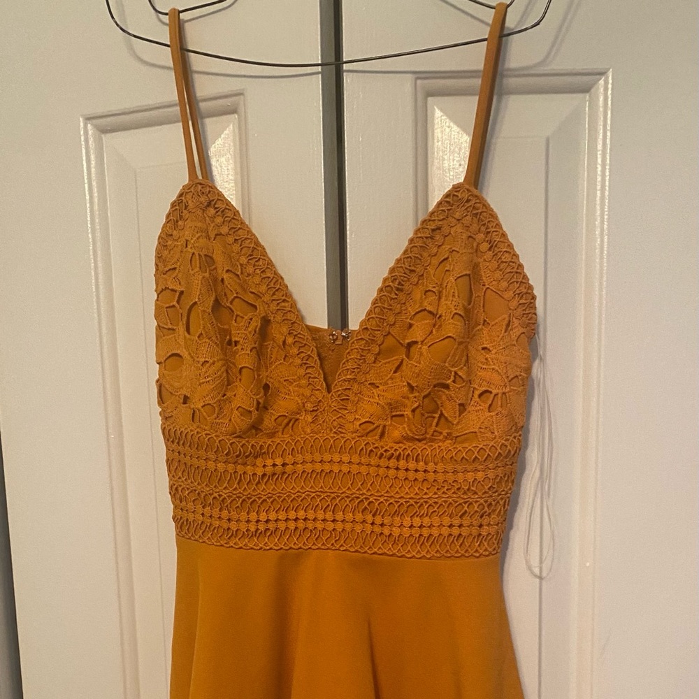 Golden A line mini dress